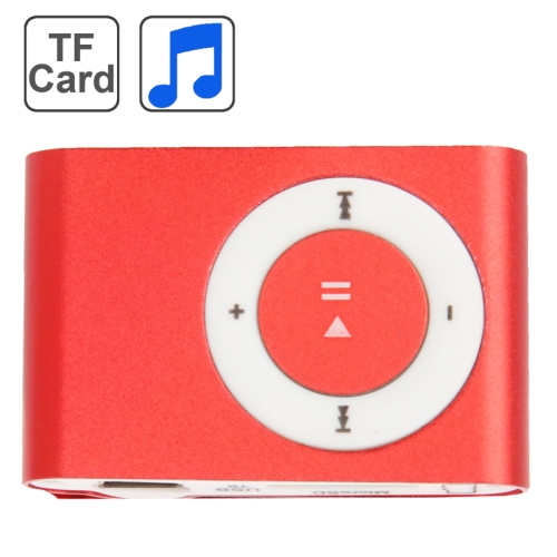 TF (Micro SD) Card Slot MP3 Player with Metal Clip (Red) - Click Image to Close